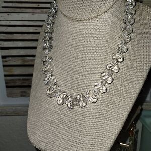 Art Deco Faceted Rock Quartz Crystal  Necklace
